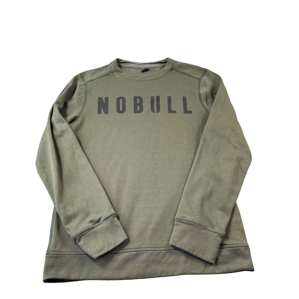 NOBULL Green Spellout Crewneck Mens L/S Crewneck Sweater Size Small